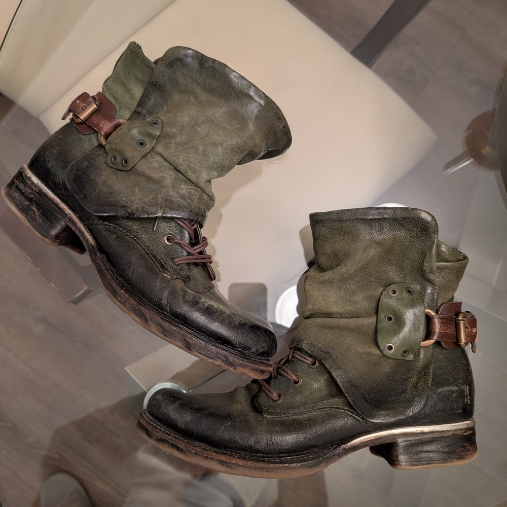 Green and Black A.S.98. Combat Boots